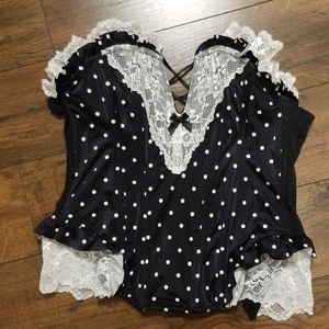 Polka dots and lace corset